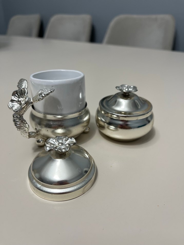 Gümüş fincan ve lokumluk - Görsel 4