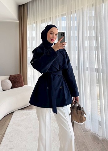 Bej Midi Kemerli Kadın Trençkot - Görsel 3