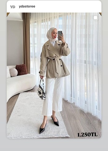 Bej Kuşaklı Midi Trençkot - Görsel 3