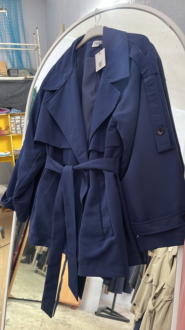 Bej Kuşaklı Midi Trençkot - Görsel 2