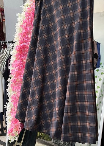 Ekose Desenli Bohem  kemerli Uzun Etek - Görsel 2