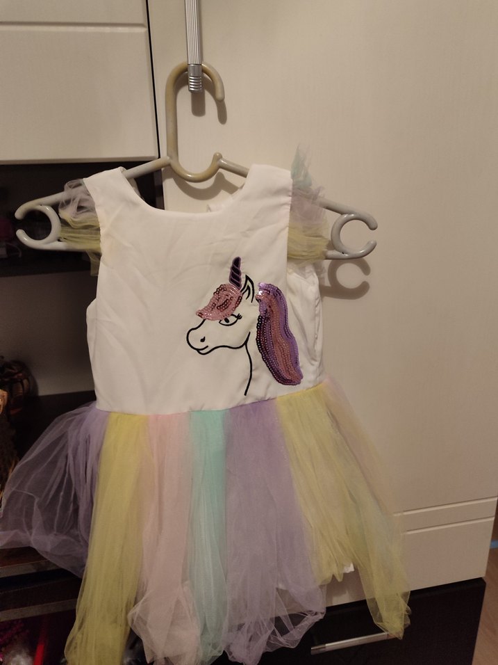 Çok Renkli Kız Çocuk Fırfırlı Elbise 1 kere giyildi. - Görsel 2