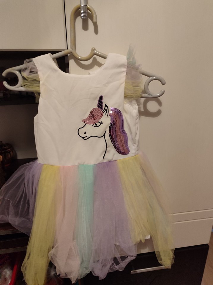 Çok Renkli Kız Çocuk Fırfırlı Elbise 1 kere giyildi. - Görsel 3