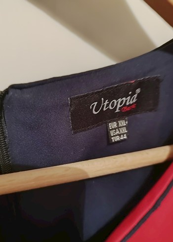 Kısa Kollu V Yaka Kırmızı Siyah Midi Elbise - Görsel 3