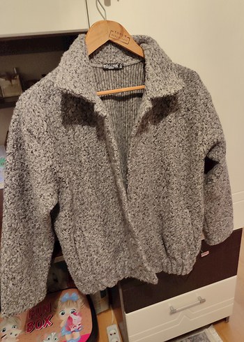 Gri Örgü Yün Kadın Ceket - Görsel 2