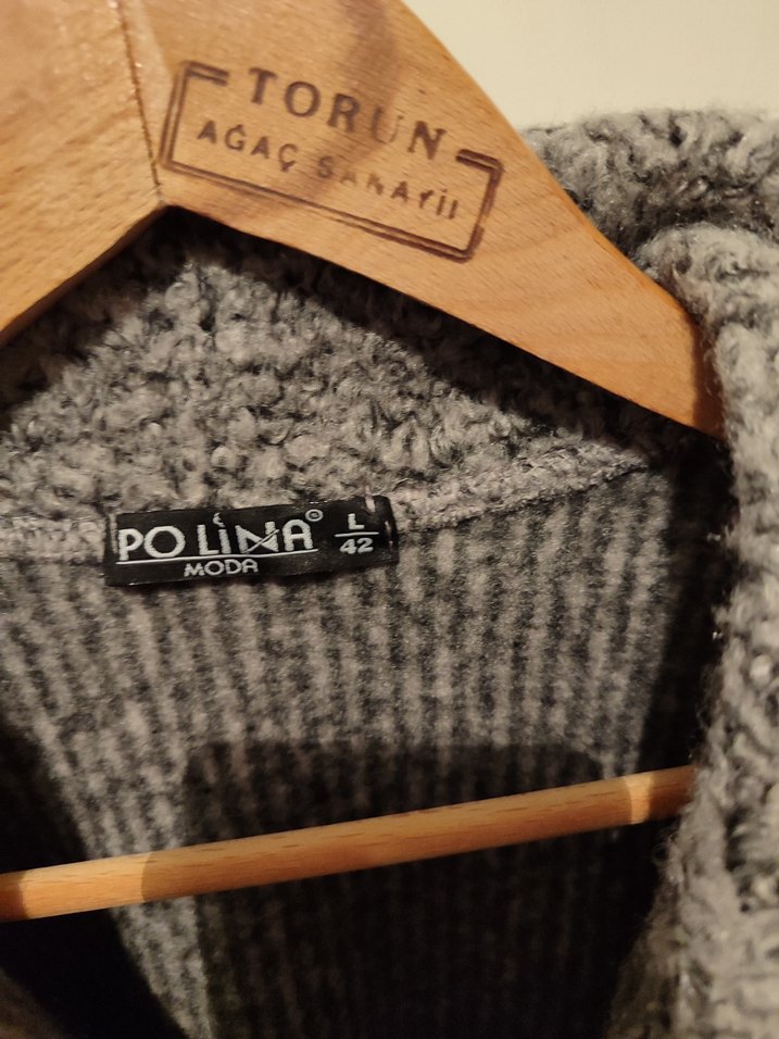 Gri Örgü Yün Kadın Ceket - Görsel 3