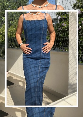 Kadın Lacivert Uzun Denim Elbise