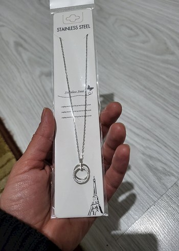 gümüş renk Zincir Detaylı Midi Kolye - Görsel 3