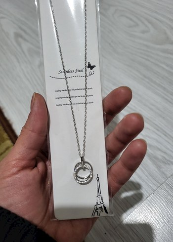 gümüş renk Zincir Detaylı Midi Kolye - Görsel 4