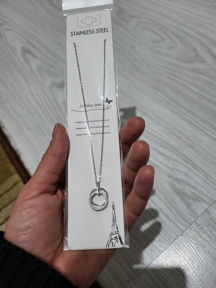 gümüş renk Zincir Detaylı Midi Kolye - Görsel 3