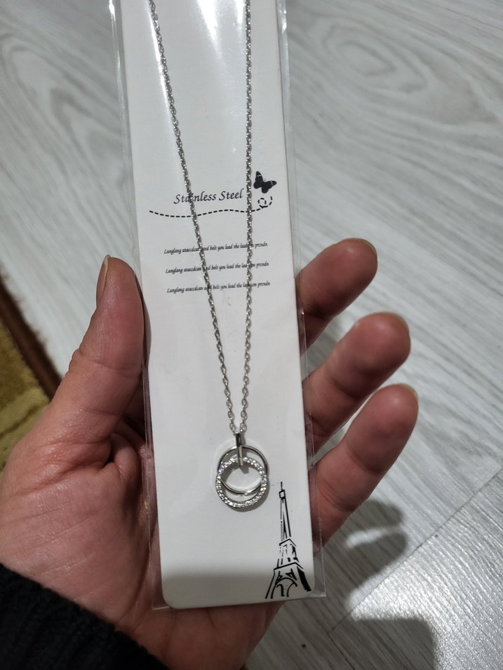 gümüş renk Zincir Detaylı Midi Kolye - Görsel 4