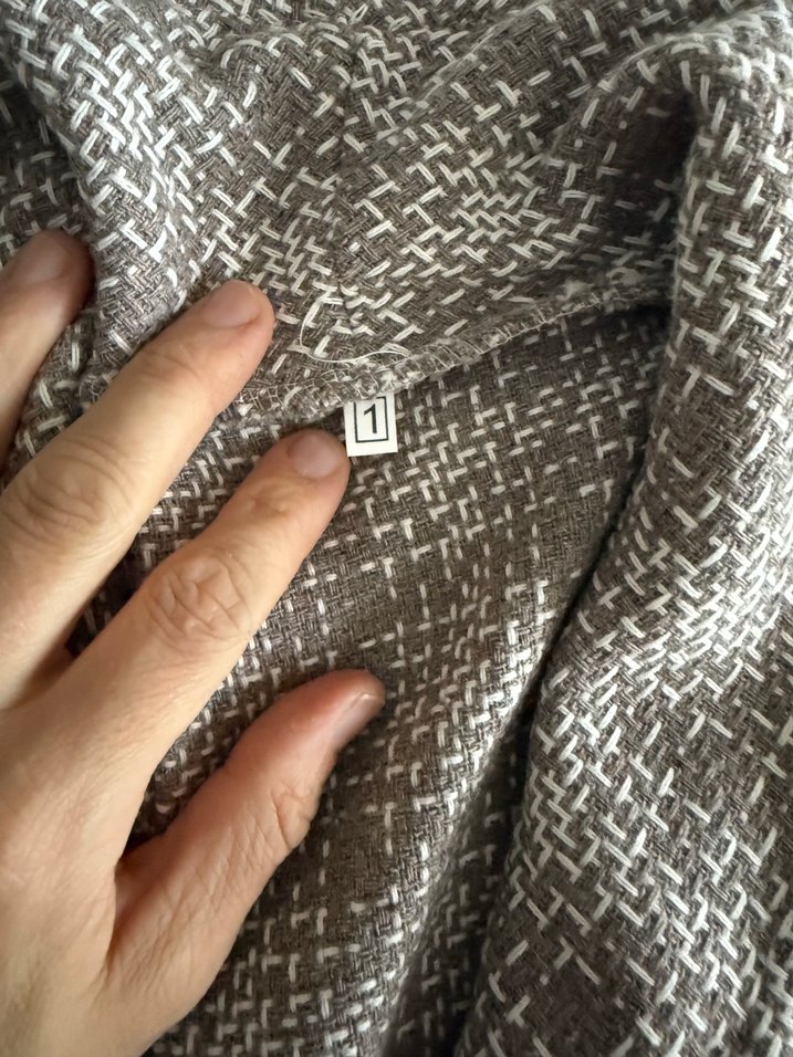 Bej Kadın Keten Düğmeli Uzun Ceket ve pantolon - Görsel 3