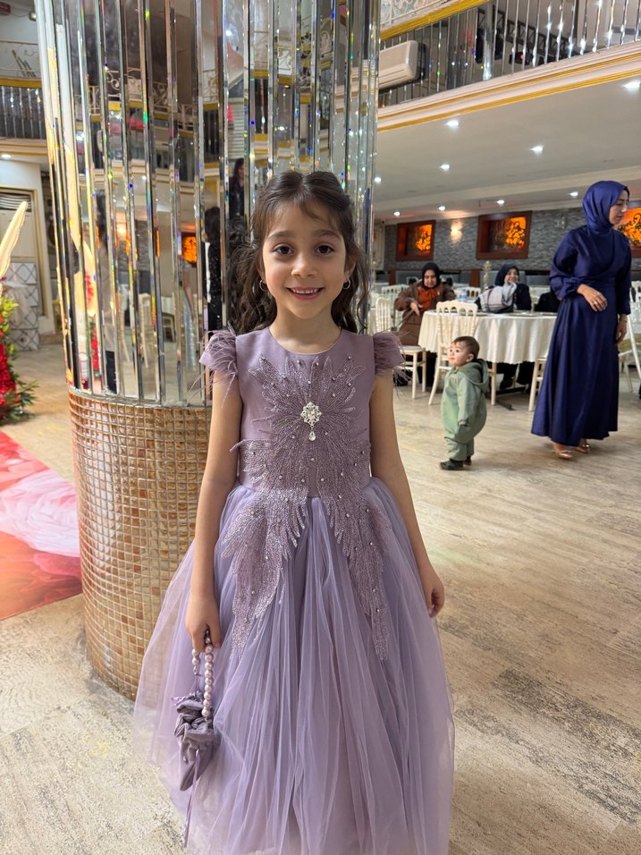 Dantel Detaylı Lila Bohem Kız Çocuk Elbisesi - Görsel 2