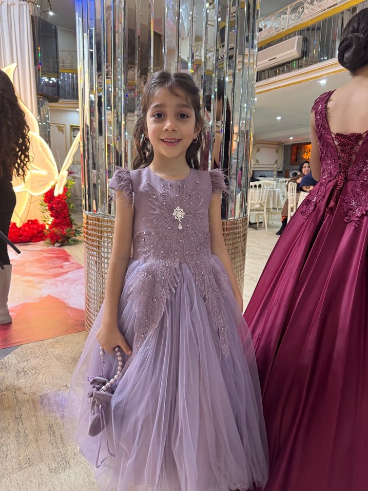 Dantel Detaylı Lila Bohem Kız Çocuk Elbisesi - Görsel 3