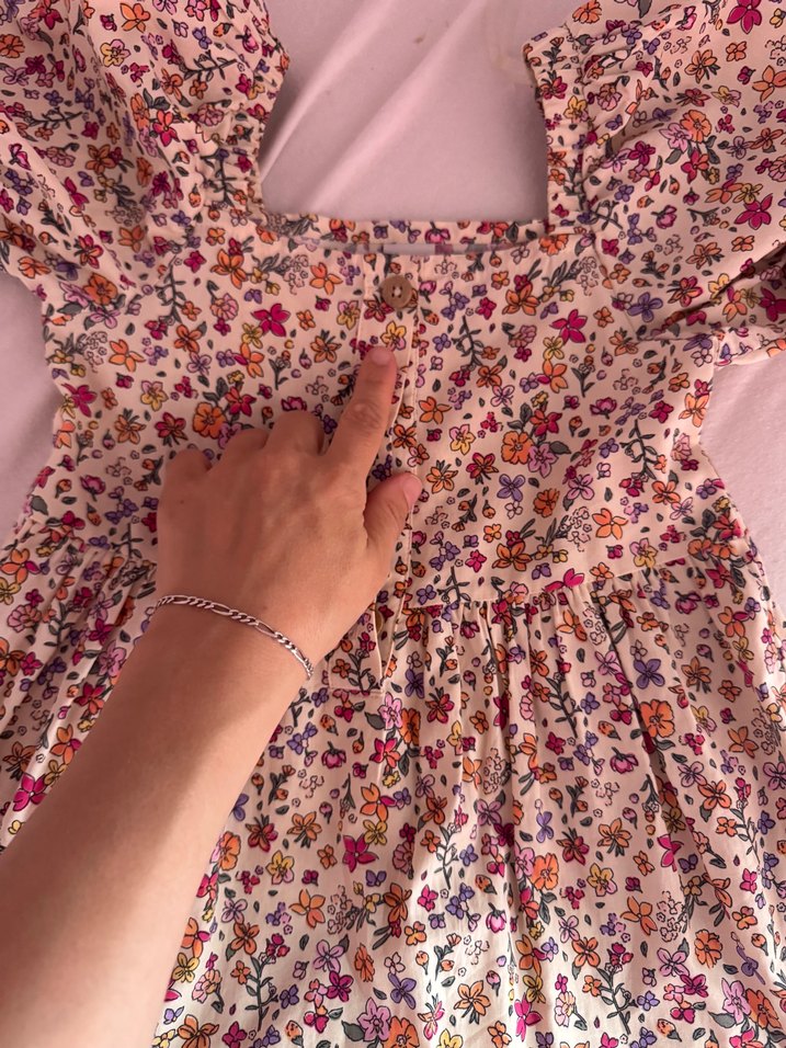 Çiçek Desenli Bohem Midi Elbise - Görsel 3