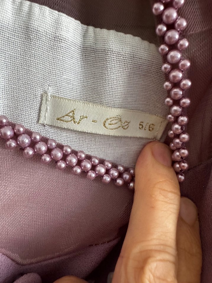 Mor Kız Çocuk Piliseli Klasik Elbise - Görsel 2