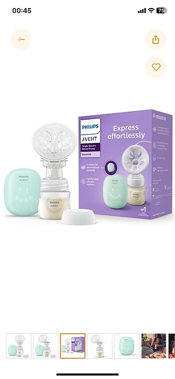 Philips avent essential elektrikli göğüs pompası