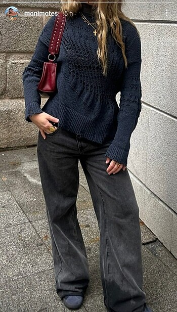 Zara delikli grunge kazak