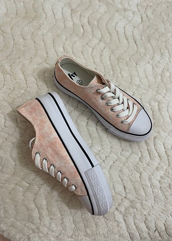 37 Beden pembe Renk Pembe Bağcıklı Tie-Dye Kadın Spor Ayakkabı
