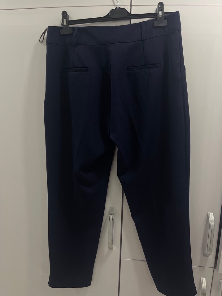 Kadın Lacivert Düğmeli Kumaş Pantolon - Görsel 3