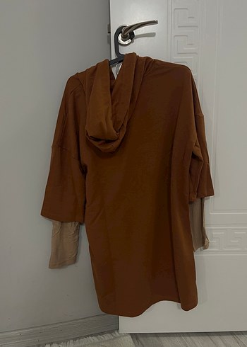 Kahverengi Kapüşonlu Salaş Sweatshirt - Görsel 2