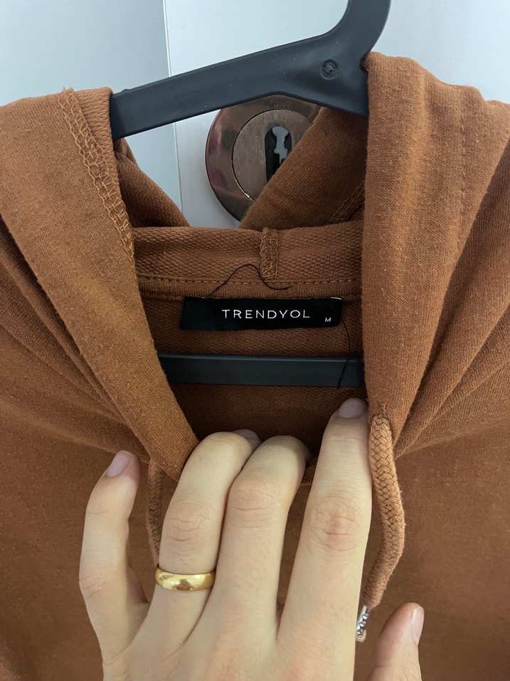 Kahverengi Kapüşonlu Salaş Sweatshirt - Görsel 3