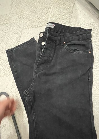 Siyah Midi Boy Kadın Denim Jean - Görsel 2