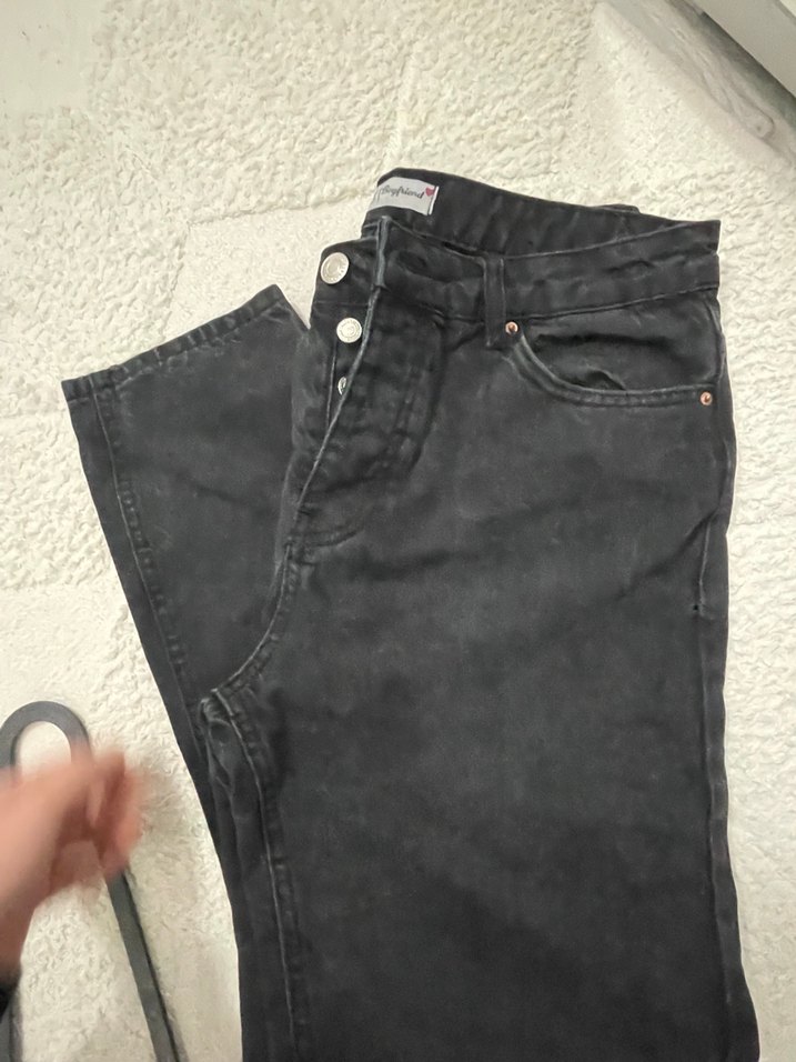 Siyah Midi Boy Kadın Denim Jean - Görsel 2