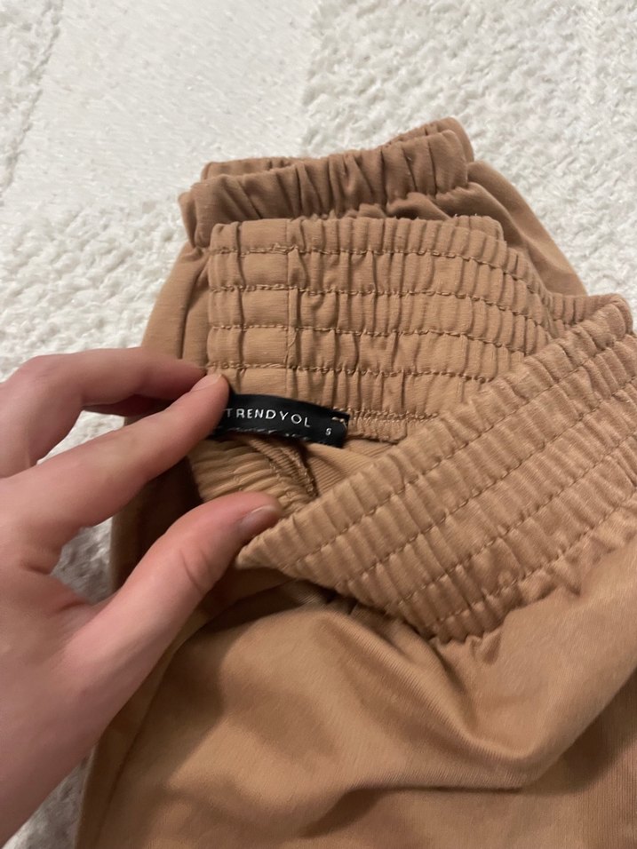 Bej Rahat Kesim Kadın Kumaş Pantolon - Görsel 3