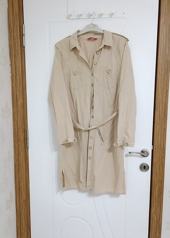 Bej Kemerli  Kadın Trençkot - Görsel 5