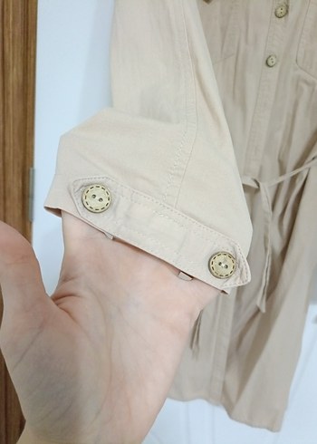 Bej Kemerli  Kadın Trençkot - Görsel 3