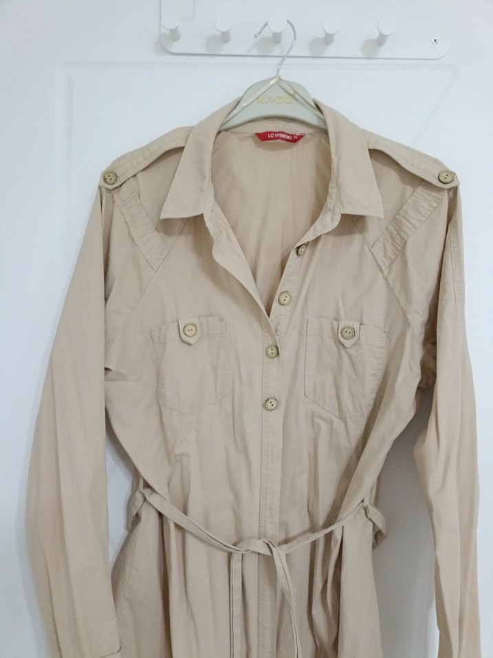 Bej Kemerli  Kadın Trençkot - Görsel 2