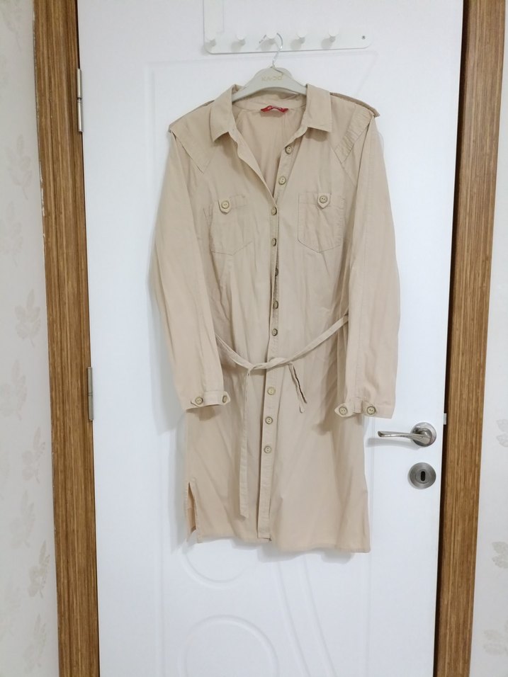 Bej Kemerli  Kadın Trençkot - Görsel 5