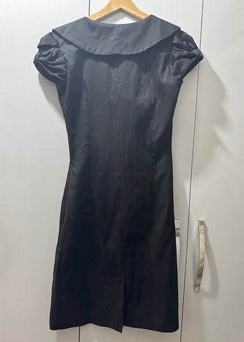 Kısa Kollu Siyah Gotik Midi Elbise