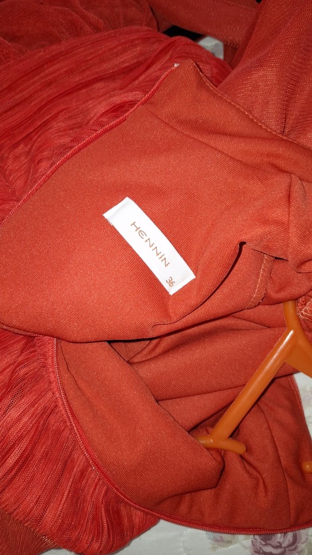 Parlak Kırmızı Drapeli Uzun abiye - Görsel 3