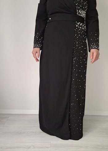 Siyah taşlı tesettür abiye 38 beden - Görsel 5