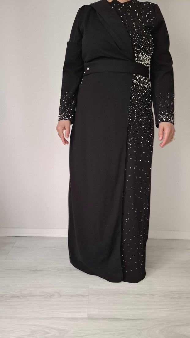 Siyah taşlı tesettür abiye 38 beden - Görsel 5