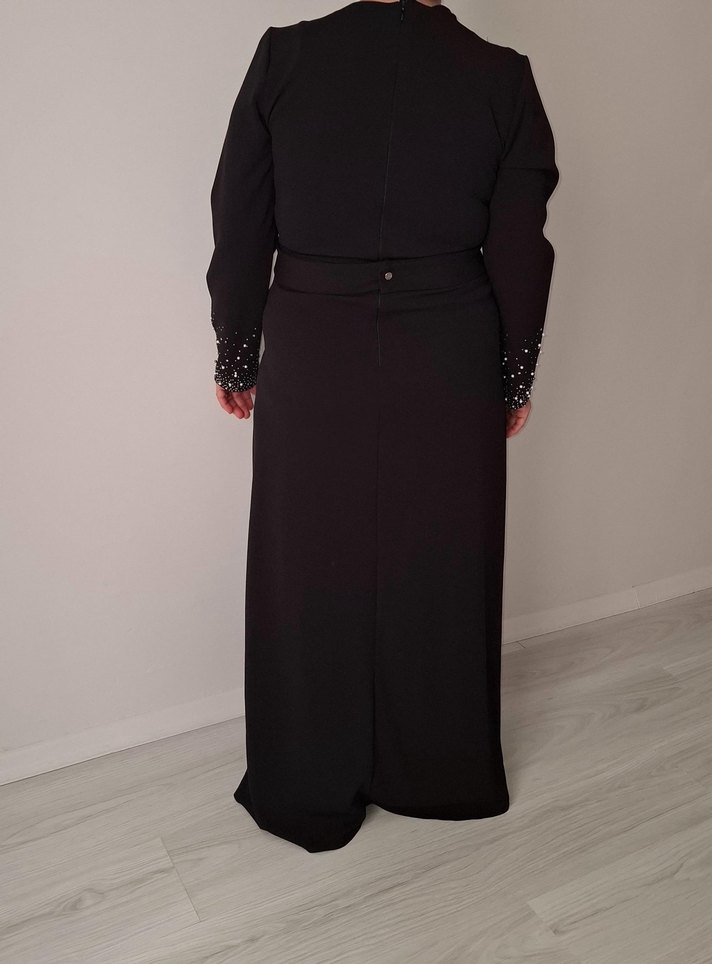 Siyah taşlı tesettür abiye 38 beden - Görsel 3