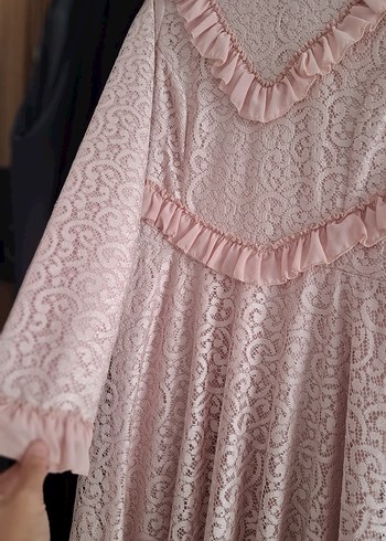 Toz pembe tesettür abiye 38 beden - Görsel 4