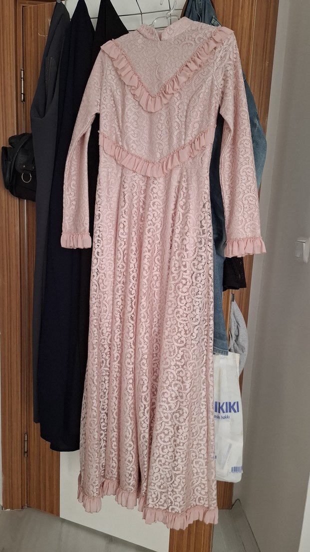 Toz pembe tesettür abiye 38 beden - Görsel 5