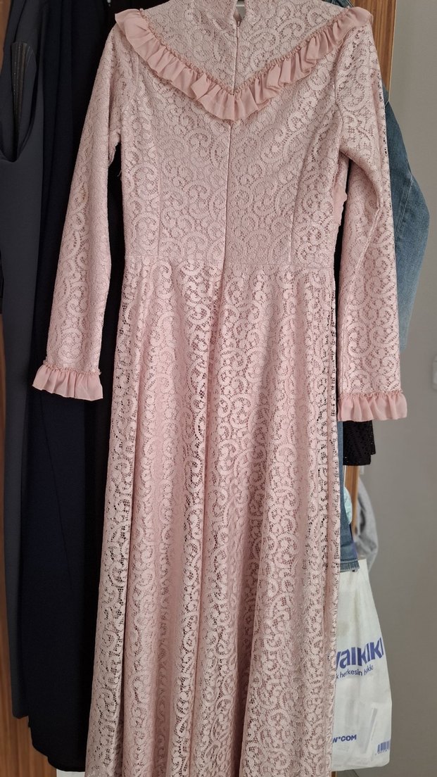 Toz pembe tesettür abiye 38 beden - Görsel 2