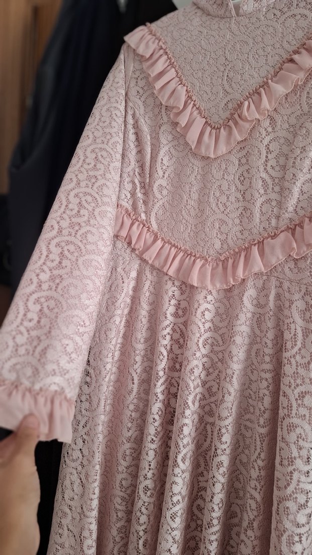 Toz pembe tesettür abiye 38 beden - Görsel 4