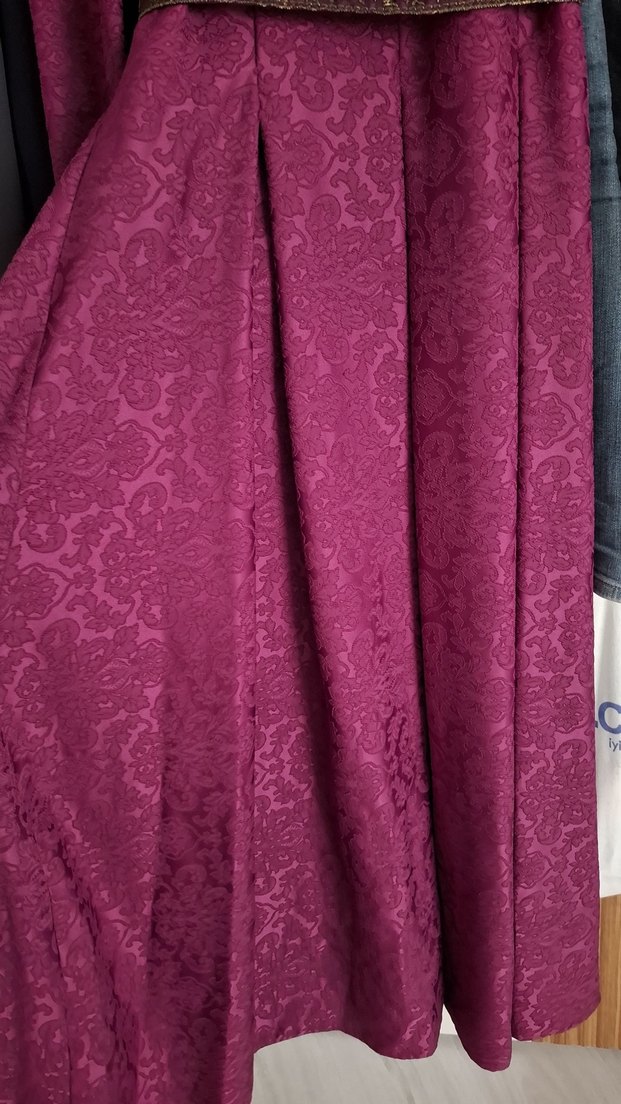 Bordo Vintage Gotik Kadın Uzun Elbise - Görsel 5