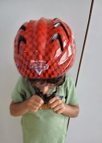 Kırmızı Baskılı Motosiklet Kaskı Velcro - Görsel 2