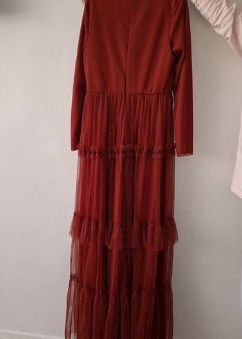 Tesettür kiremit rengi abiye 38 - Görsel 3