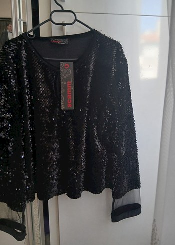 Siyah Payetli Uzun Kollu Bluz m 40 beden - Görsel 4
