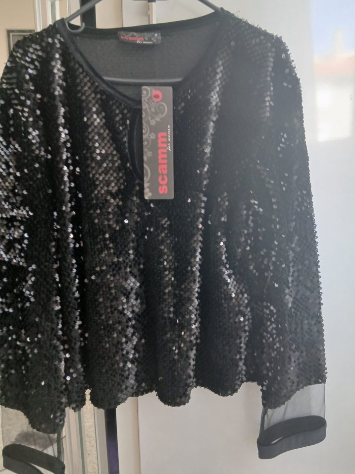 Siyah Payetli Uzun Kollu Bluz m 40 beden - Görsel 5