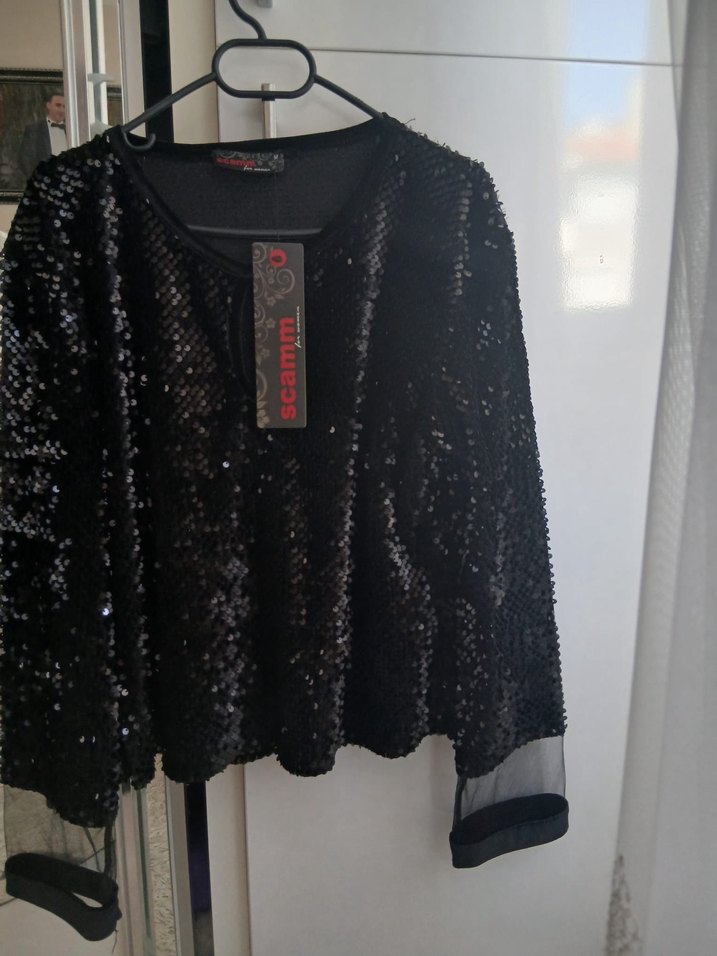 Siyah Payetli Uzun Kollu Bluz m 40 beden - Görsel 4