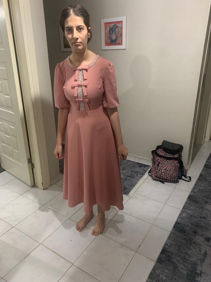 Pembe Vintage Midi Elbise - Görsel 2