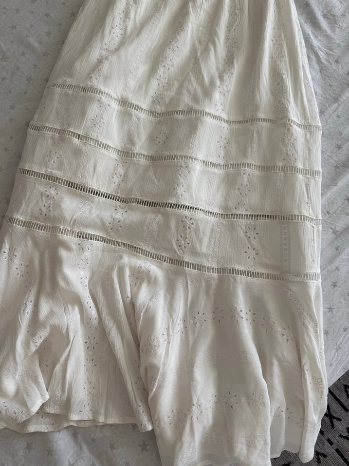 Nakışlı Beyaz Uzun Bohem Elbise - Görsel 2